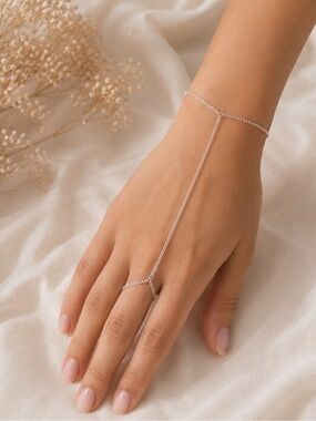 Gold Hand Chain Bracelet | Minimalist Slave Bracelet | Dainty Hand Jewelry